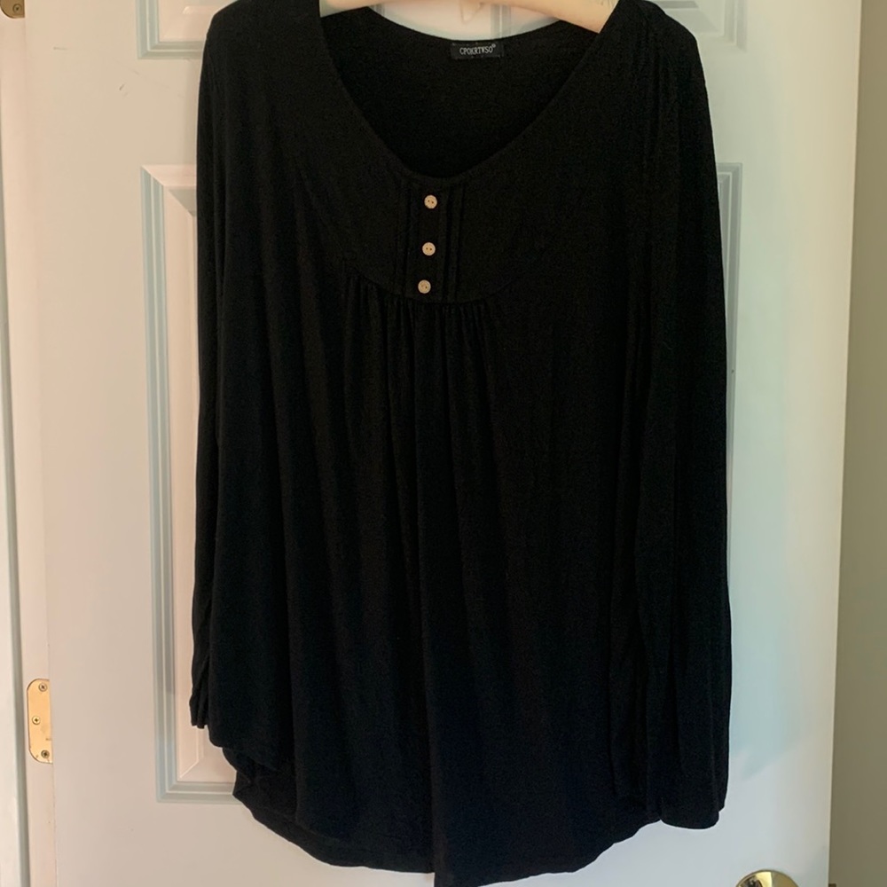 Cpokrtwso black long sleeve babydoll top